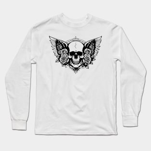 skull with wings and roses Long Sleeve T-Shirt